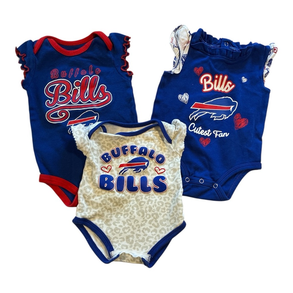 Buffalo Bills Baby Onesies 3-6 Month NFL Bundle – 3 Piece Set